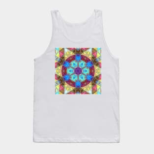 Mosaic Mandala Blue Pink and Yellow Tank Top